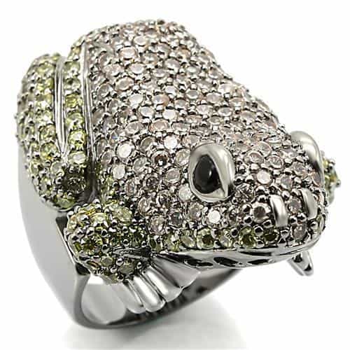 Brass CZ Pave Frog Ring view 2