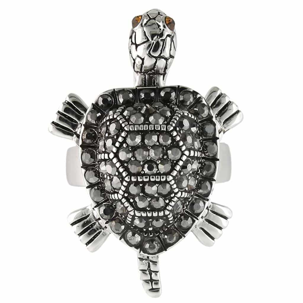 Brass Marcasite Crystal Turtle Ring view 6