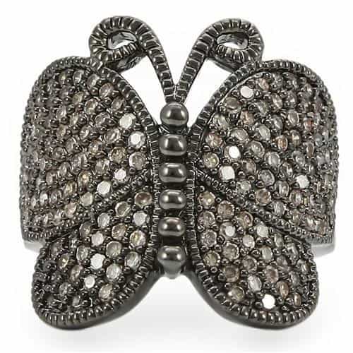 Brass Crystal Butterfly Ring view 6