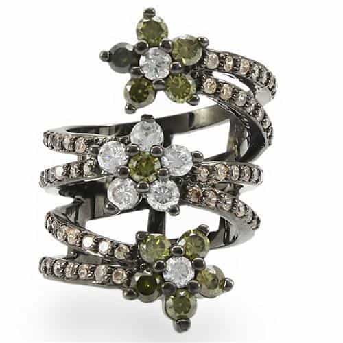 Brass CZ Flower Stack Ring view 6