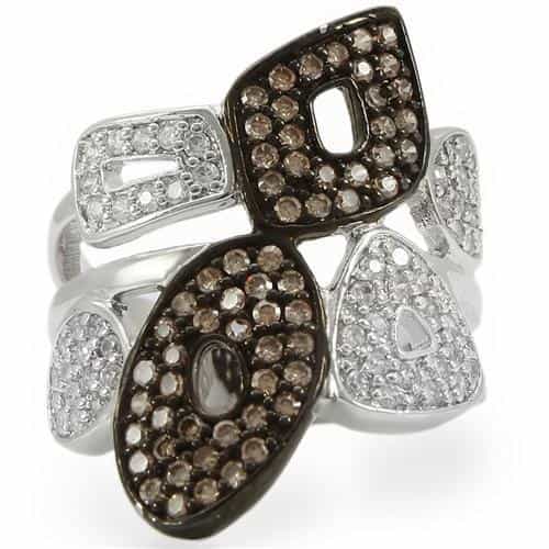 Brass Brown White CZ Geometric Modern Ring view 6