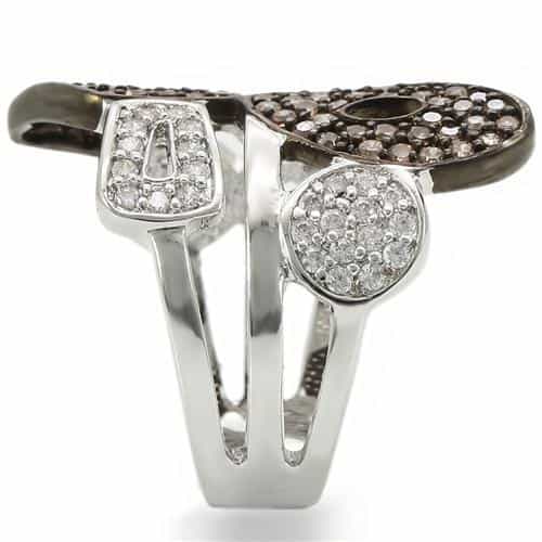 Brass Brown White CZ Geometric Modern Ring view 10
