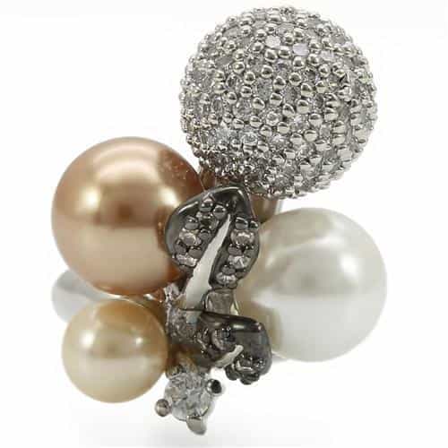 Brass Pearl CZ Globe Cluster Ring view 6