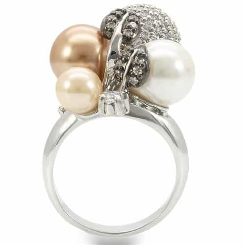 Brass Pearl CZ Globe Cluster Ring view 8