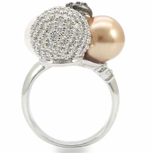 Brass Pearl CZ Globe Cluster Ring view 10