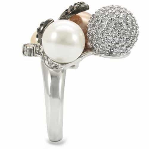 Brass Pearl CZ Globe Cluster Ring view 14