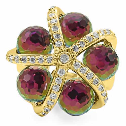 Brass Iridescent Crystal Starfish Bow Ring view 6