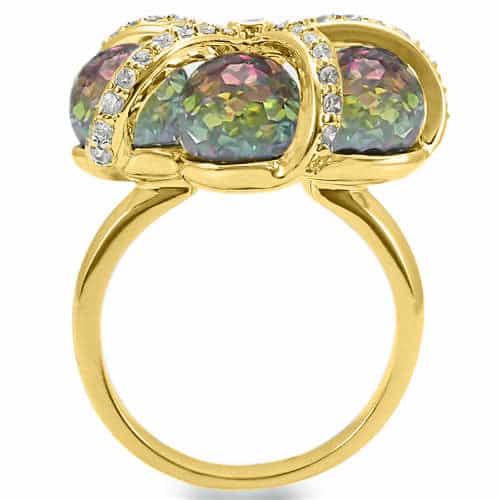 Brass Iridescent Crystal Starfish Bow Ring view 8