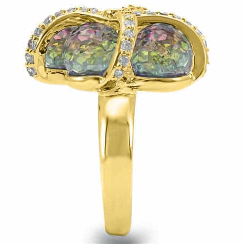 Brass Iridescent Crystal Starfish Bow Ring view 10