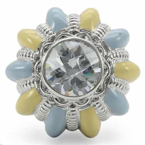 Brass Pastel Enamel CZ Flower Ring view 6