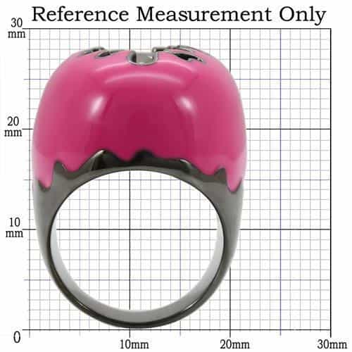 Brass Pink Enamel Crystal Splash Dome Ring view 4