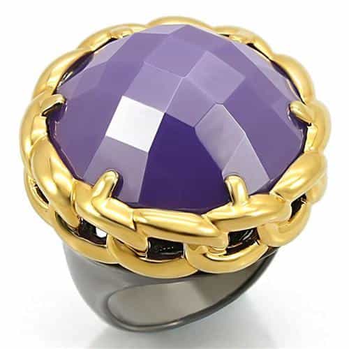Brass Purple Tanzanite Faceted Cocktail Ring view 2