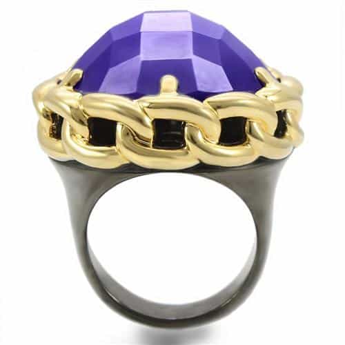 Brass Purple Tanzanite Faceted Cocktail Ring view 8