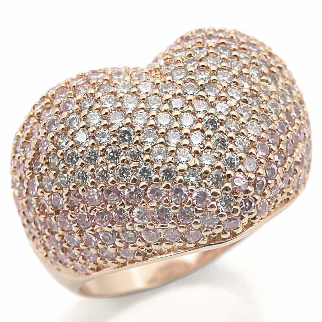 Brass Rose Gold CZ Pavé Heart Ring view 2