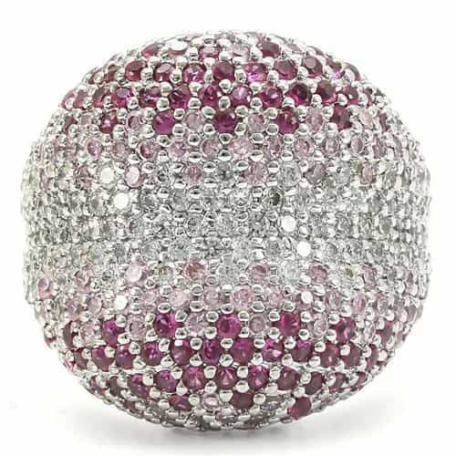 Brass Pink White CZ Pavé Dome Ring view 6