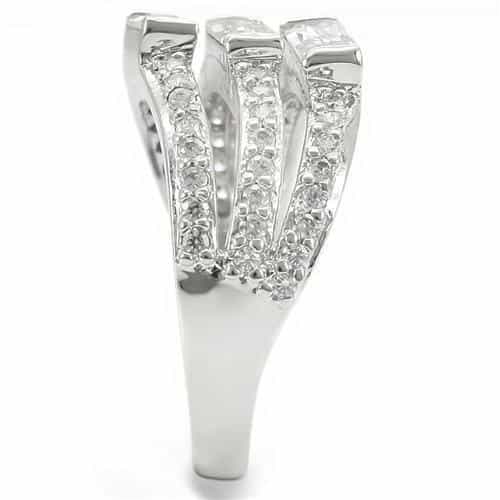 Brass CZ Baguette Multi-Row Band Ring view 10