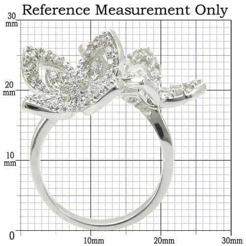 Brass CZ Pave Double Flower Openwork Ring view 4