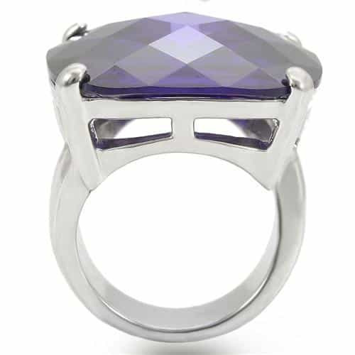 Brass Amethyst Faceted Cushion Cocktail Ring view 8