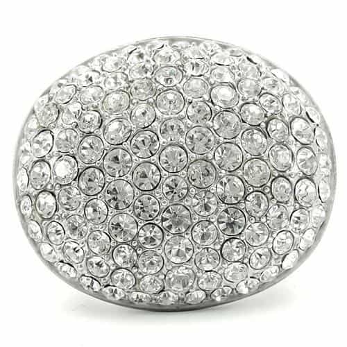 Brass Clear Crystal Pavé Dome Ring view 6