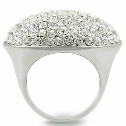 Brass Clear Crystal Pavé Dome Ring view 8