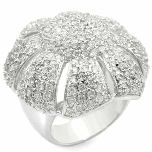 Brass CZ Pavé Shell Dome Ring view 2