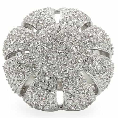 Brass CZ Pavé Shell Dome Ring view 6