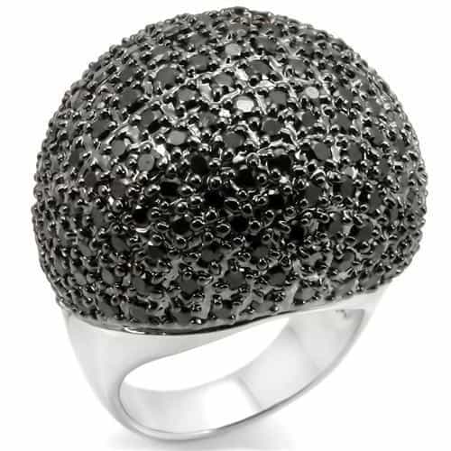Brass Black CZ Pavé Dome Ring view 2