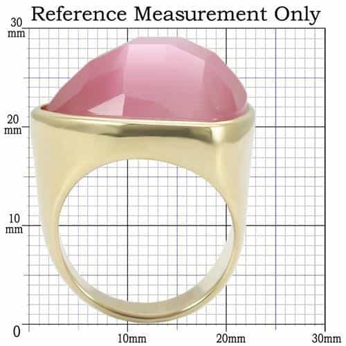 Brass Pink Cat Eye Faceted Dome Ring view 4