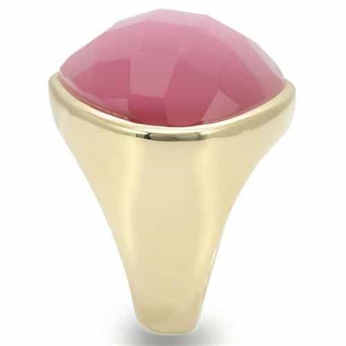 Brass Pink Cat Eye Faceted Dome Ring view 14
