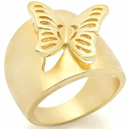 Brass Gold Butterfly Ring view 2