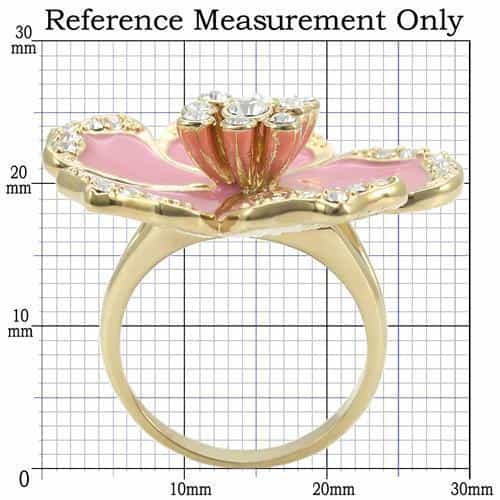 Brass Pink Flower Enamel Ring view 4