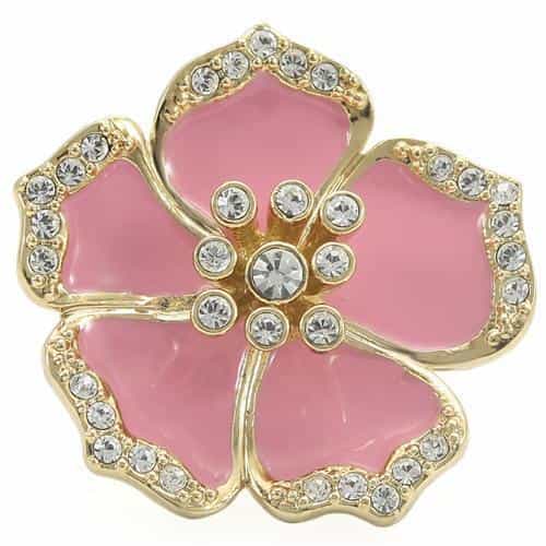 Brass Pink Flower Enamel Ring view 6