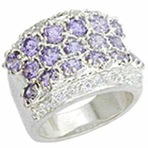 Sterling Silver Lavender CZ Wide Band Ring view 2