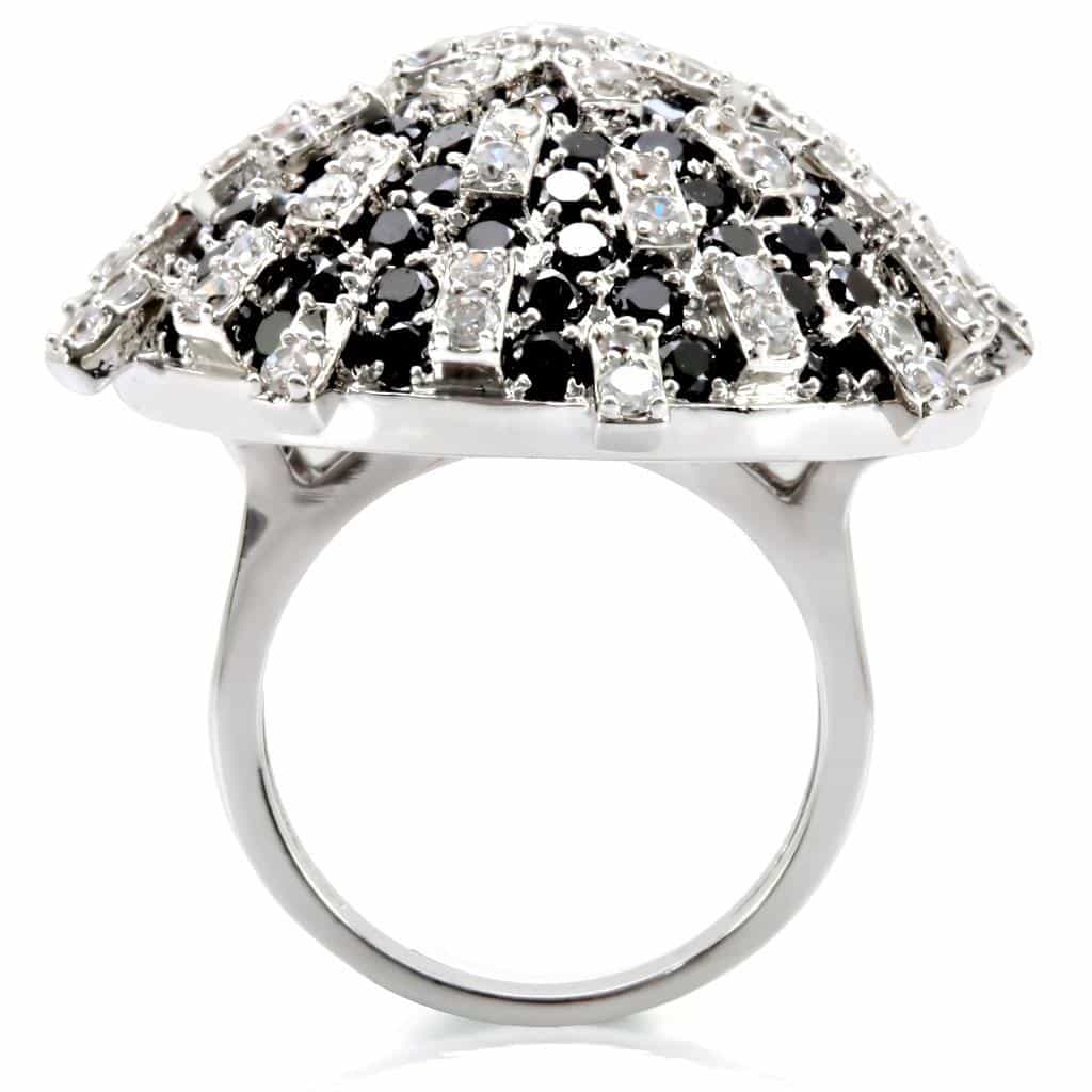 Brass Black White CZ Dome Ring view 8