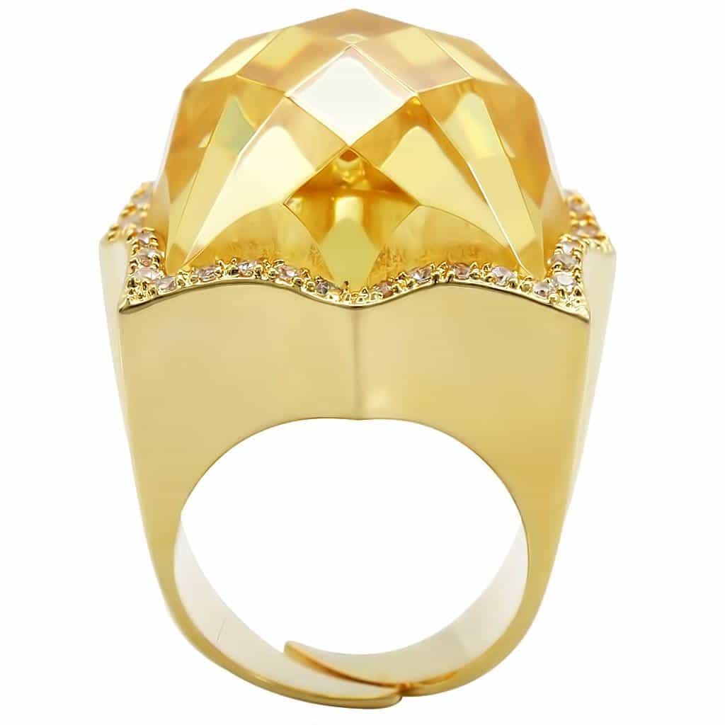 Brass Gold Champagne Faceted Cocktail Ring view 8