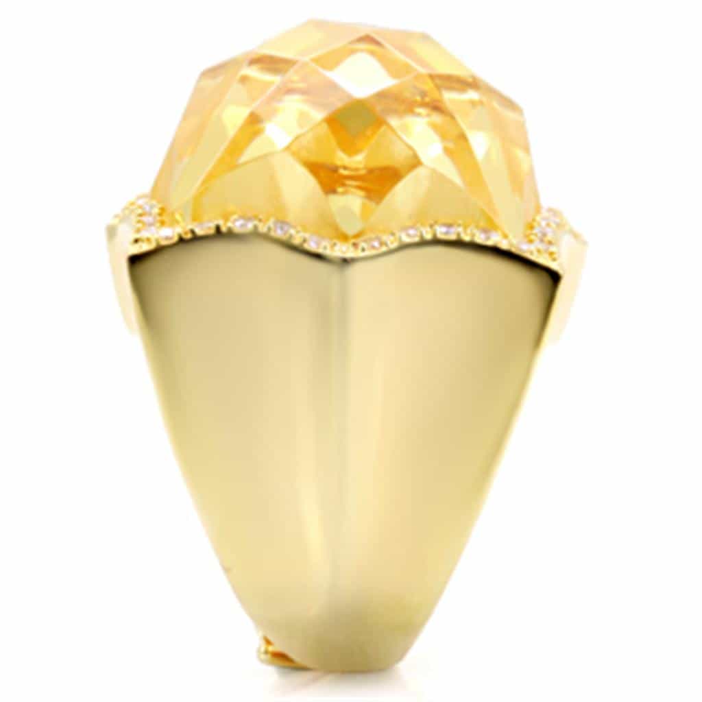 Brass Gold Champagne Faceted Cocktail Ring view 10