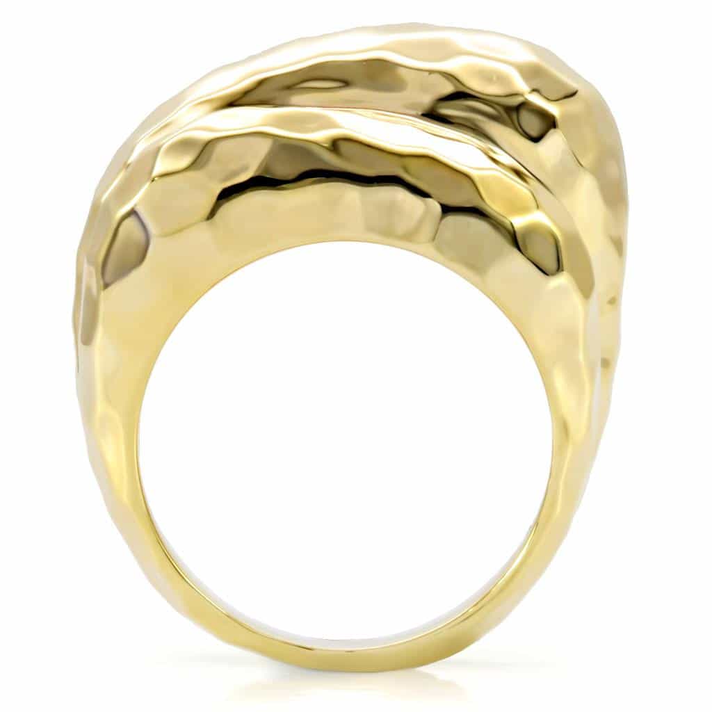 Brass Gold Hammered Dome Ring view 8