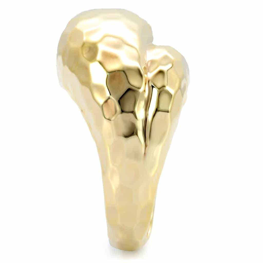 Brass Gold Hammered Dome Ring view 10