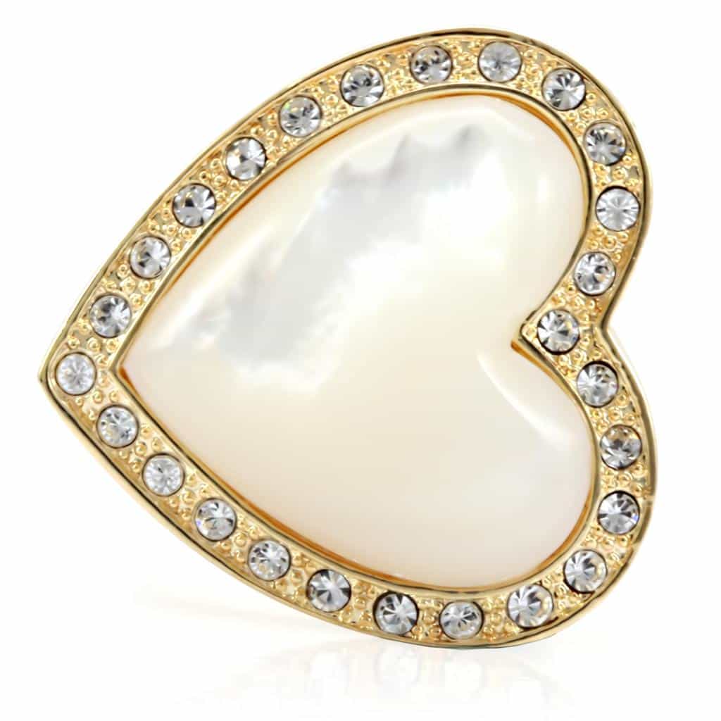 Brass Gold Pearl Heart Ring view 6
