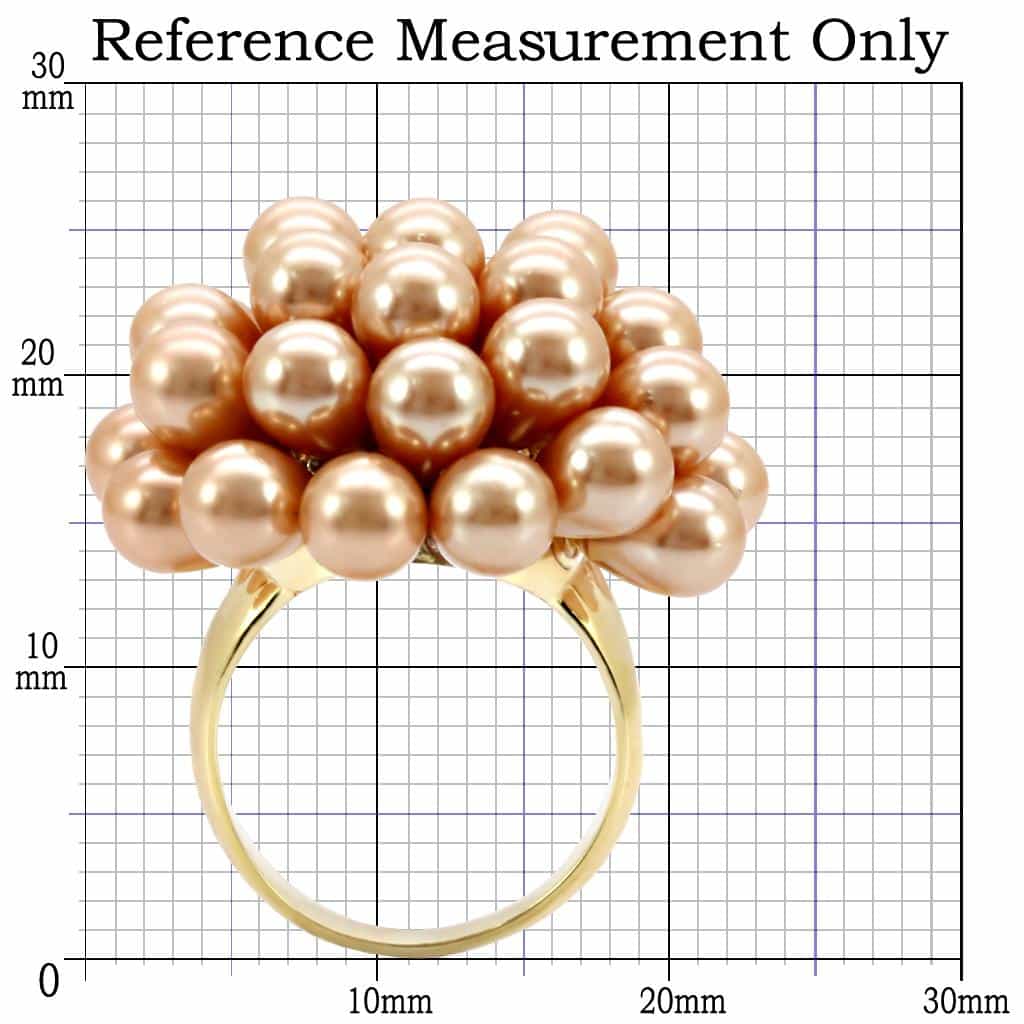 Brass Gold Pearl Cluster Ball Ring view 4