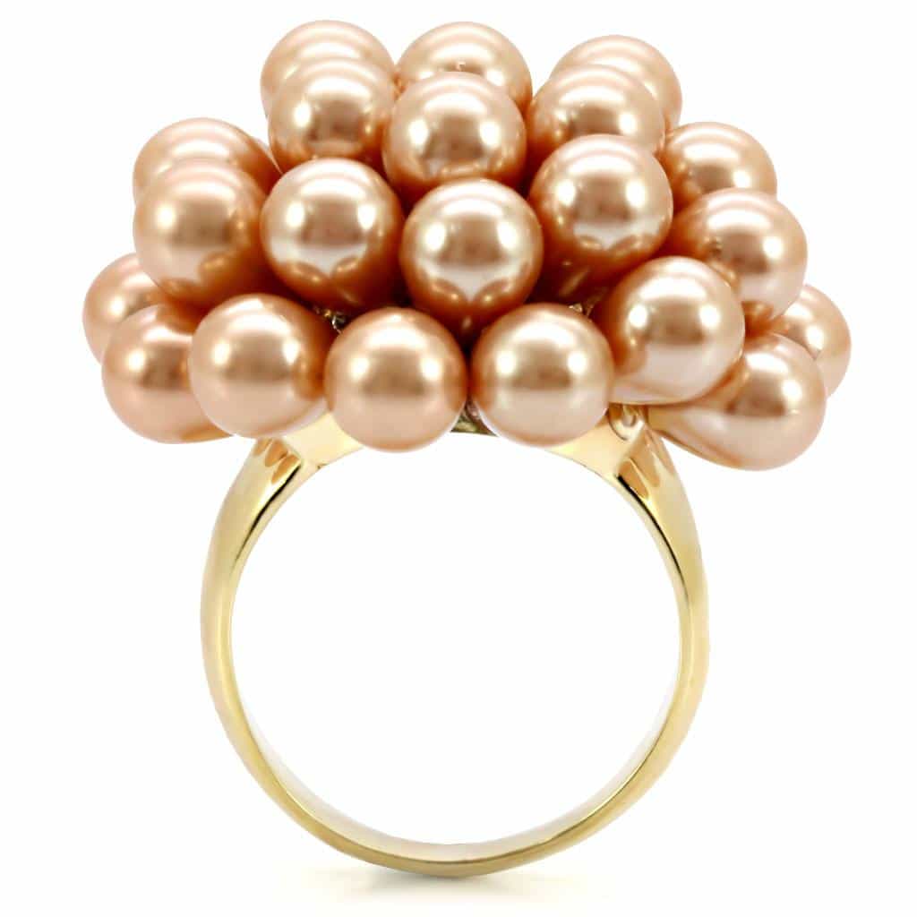 Brass Gold Pearl Cluster Ball Ring view 8