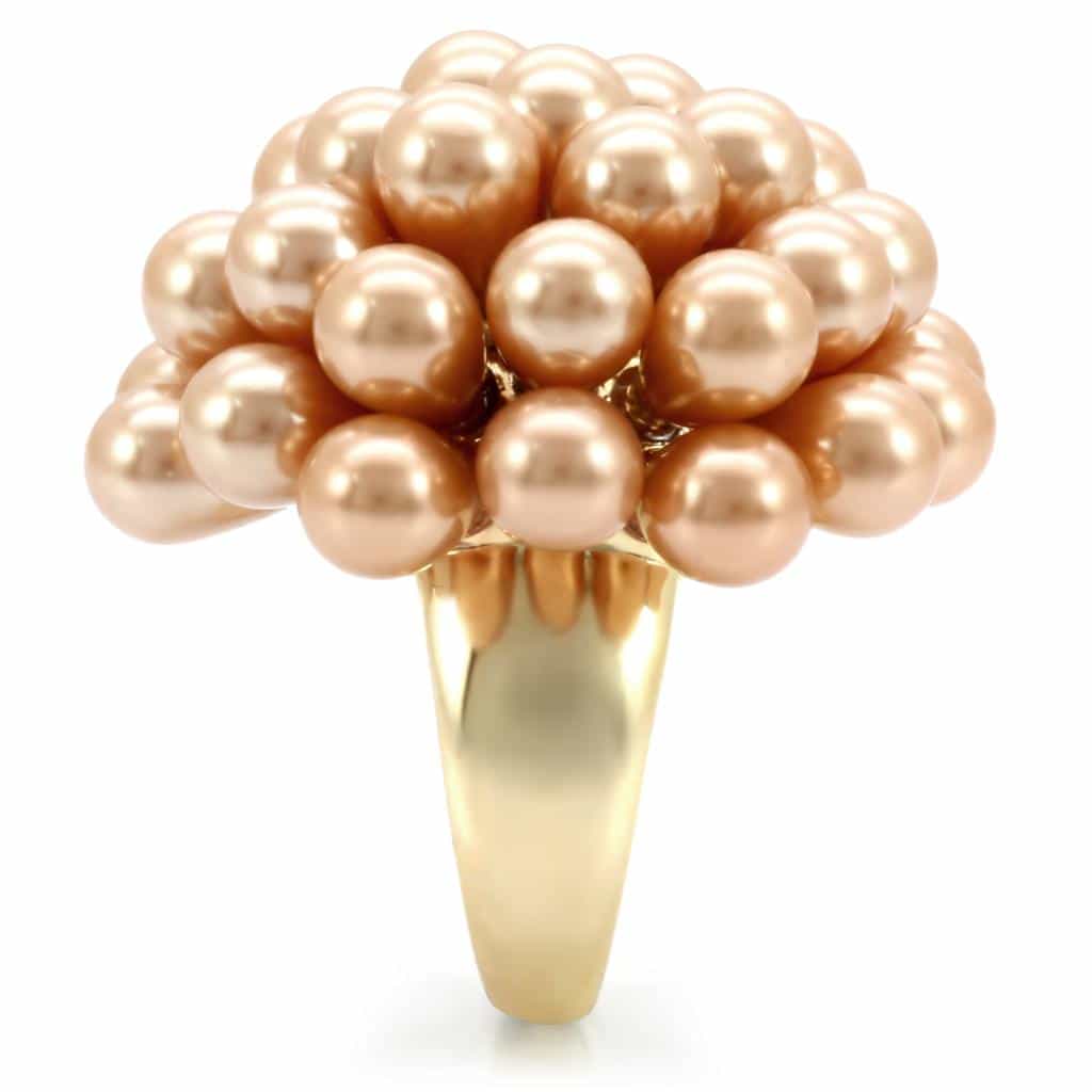Brass Gold Pearl Cluster Ball Ring view 10