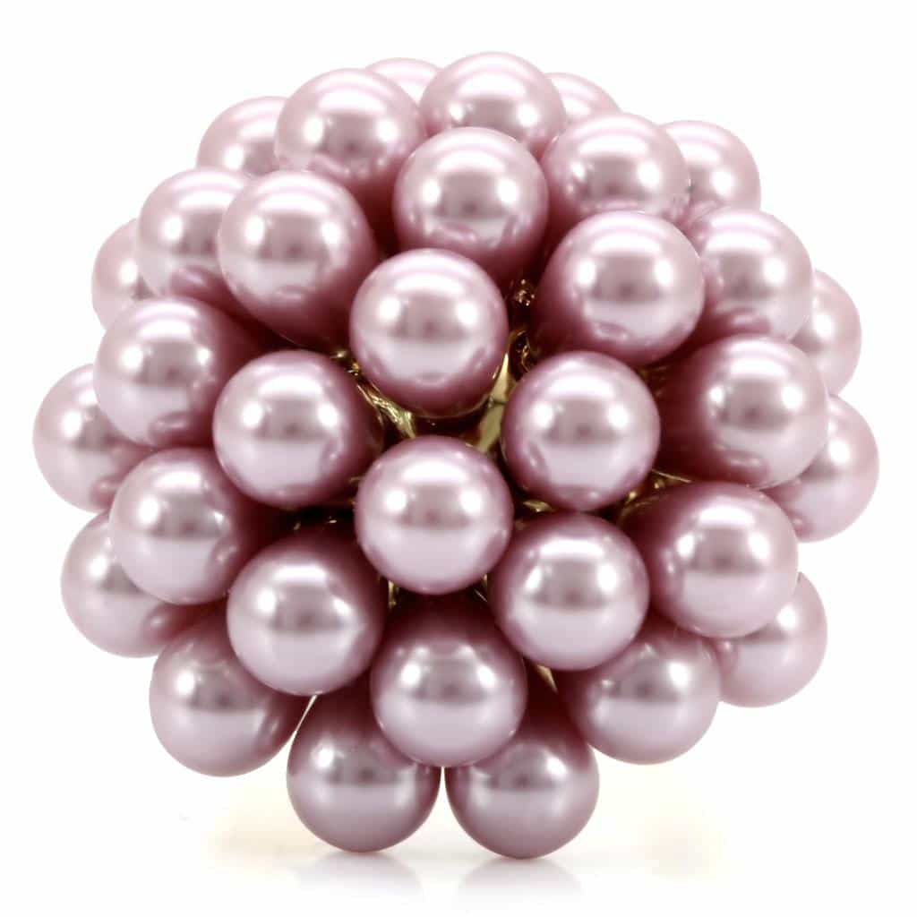 Brass Pink Pearl Cluster Ball Ring view 6