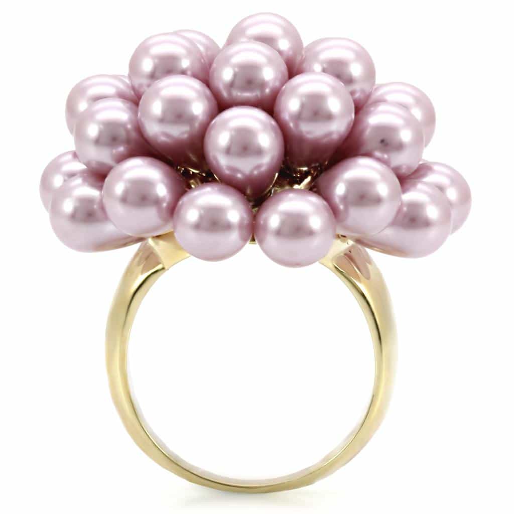 Brass Pink Pearl Cluster Ball Ring view 8