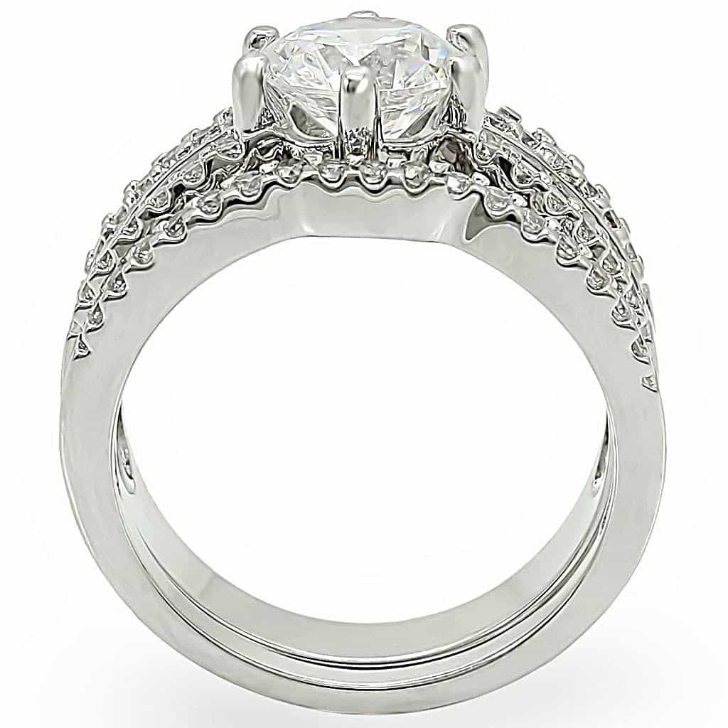Brass CZ Baguette Bridal Set Ring view 8