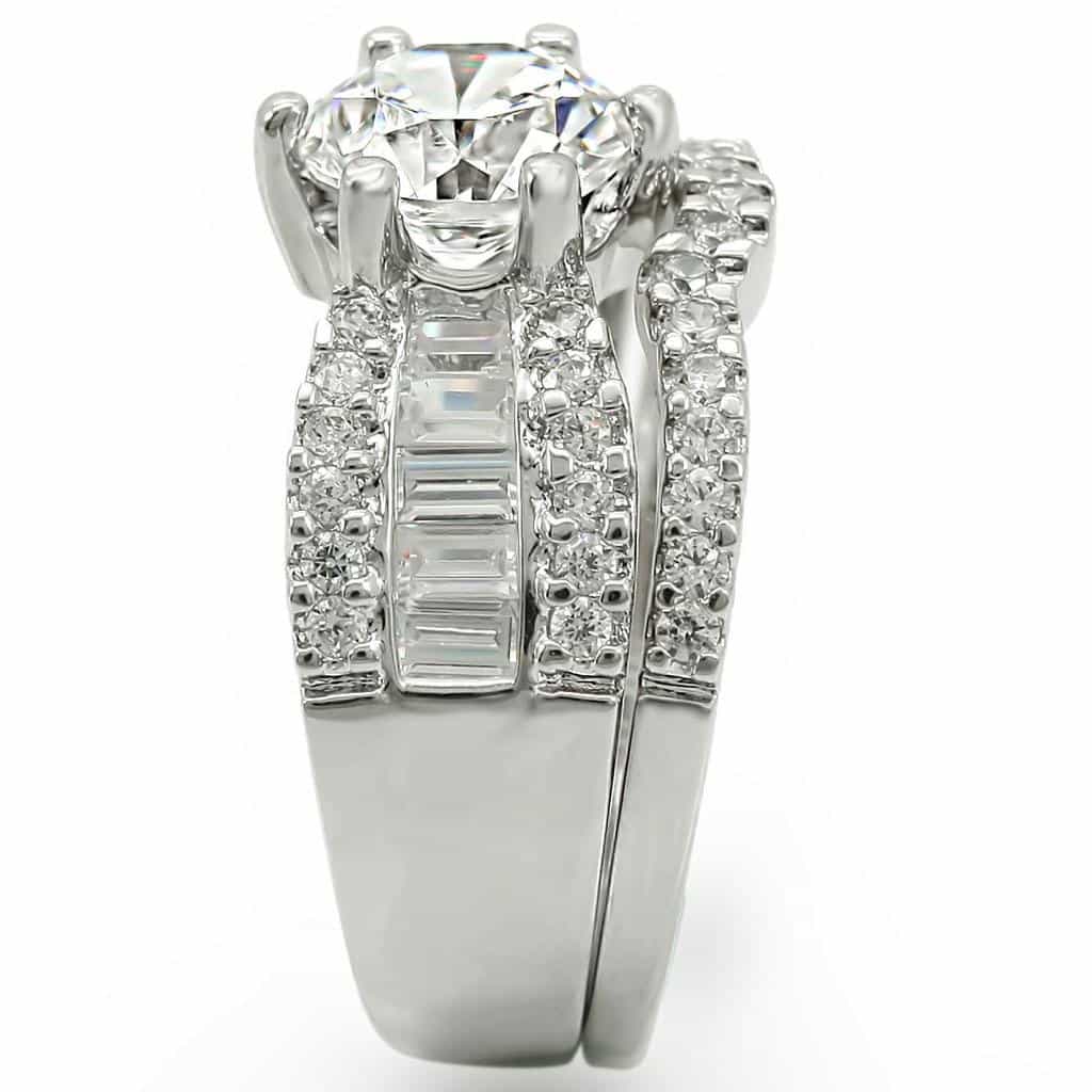 Brass CZ Baguette Bridal Set Ring view 10