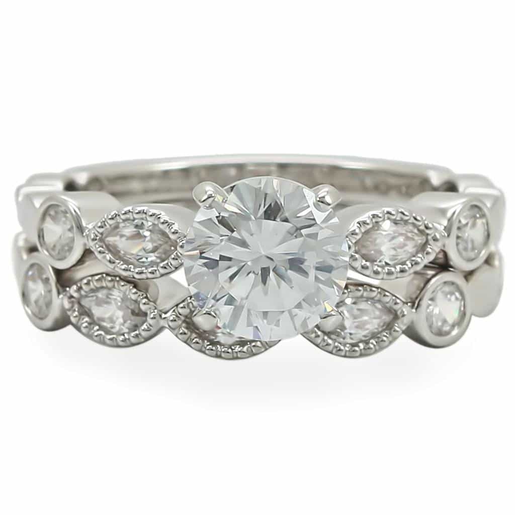 Brass CZ Bezel Floral Vine Ring view 6