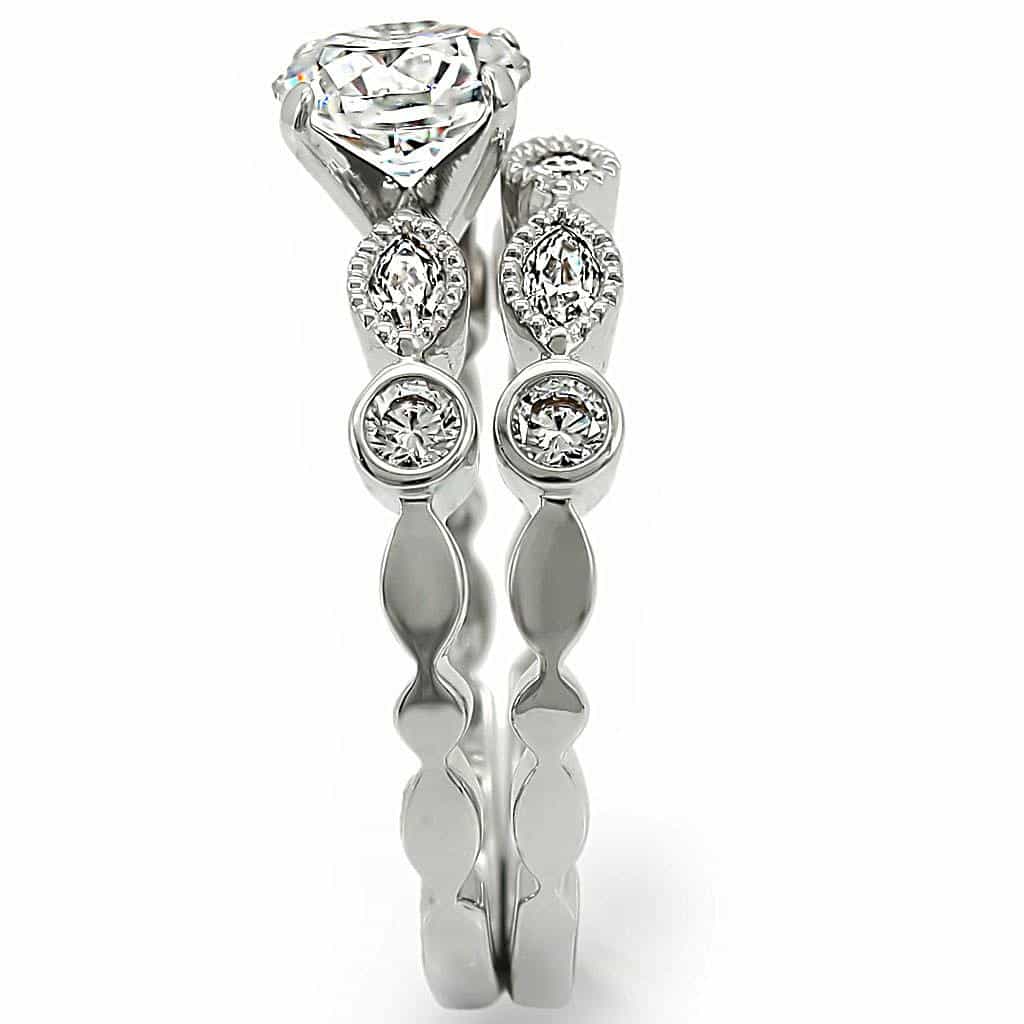 Brass CZ Bezel Floral Vine Ring view 10