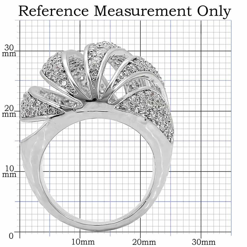 Brass CZ Pavé Shell Fan Dome Ring view 4