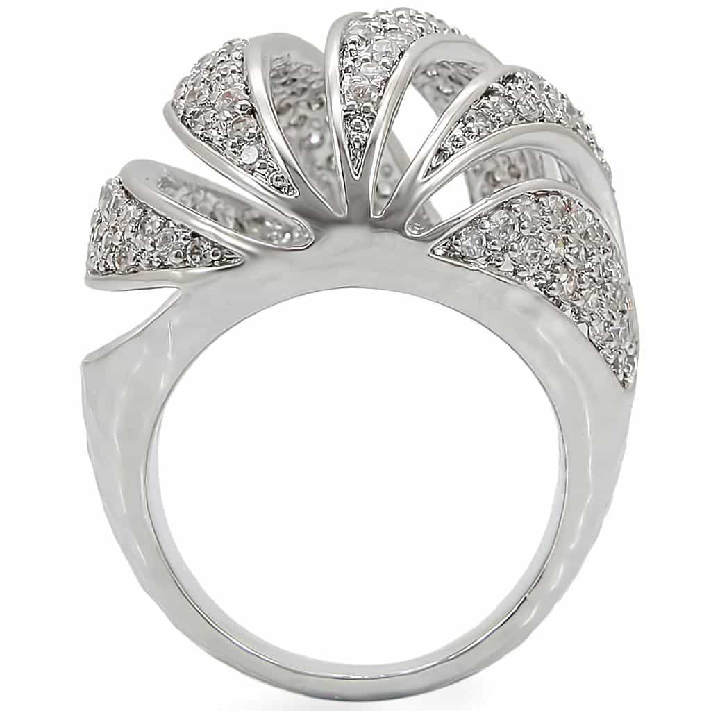 Brass CZ Pavé Shell Fan Dome Ring view 8